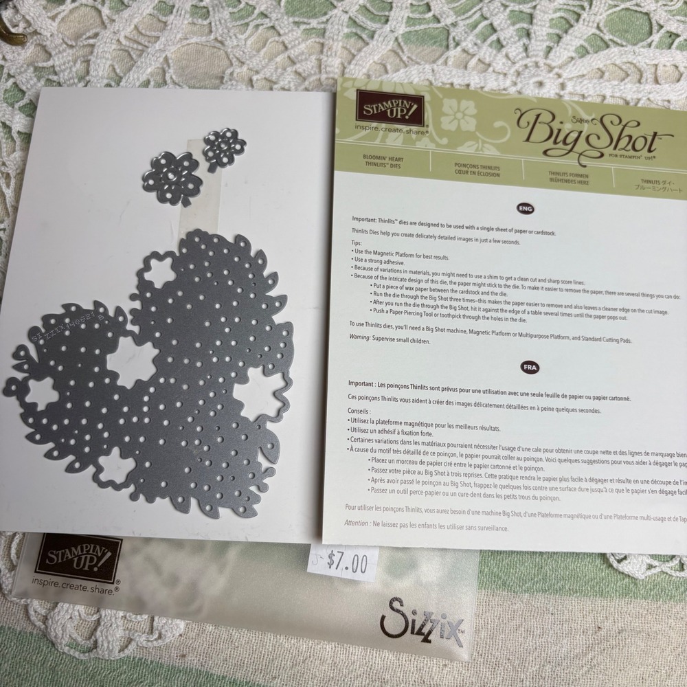 Stampin Up Sizzix Bloomin Heart Thinlits Dies Scrapbooking Floral